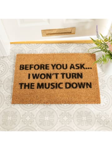 Artsy Kokos-Fußmatte "Loud Music" in Hellbraun - (L)60 x (B)40 cm