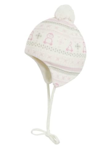 Döll Bindemütze in Weiß/ Rosa