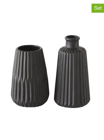 Boltze 2er-Set: Vasen "Esko" in Schwarz