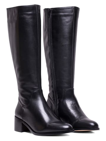 ELODIE Skórzane kozaki w kolorze czarnym