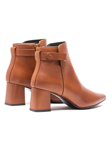 ELODIE Leder-Ankle-Boots in Hellbraun
