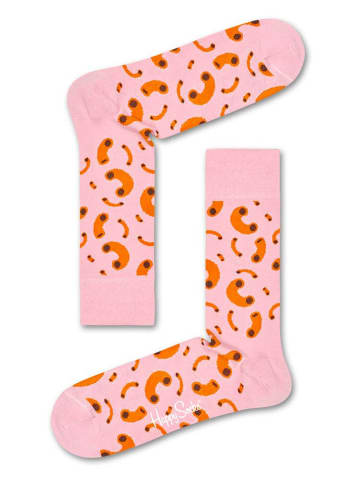 Happy Socks Skarpety "Macroni" w kolorze jasnoróżowo-pomarańczowym