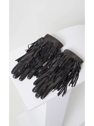 Deni Cler Skórzane rękawiczki w kolorze czarnym