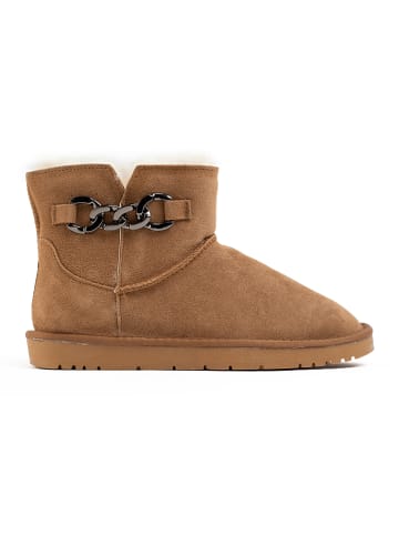 Gooce Leder-Winterboots "Jiny" in Hellbraun