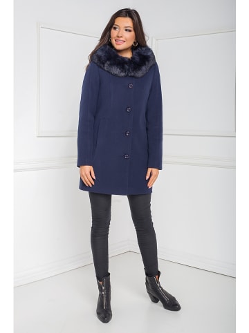 Ciriana Wollen mantel donkerblauw