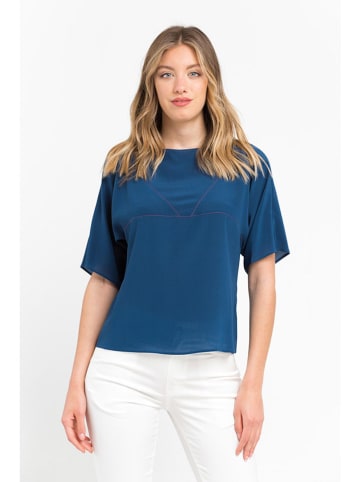 Trussardi Jedwabna bluzka w kolorze niebieskim