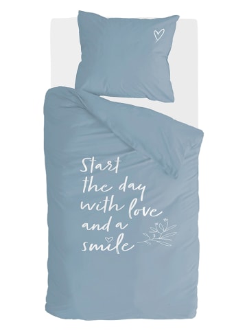 Walra Renforcé beddengoedset "Smile with Love" blauw