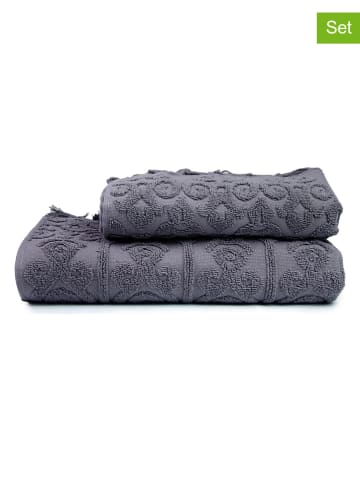 Colorful Cotton 2-częściowy zestaw ręczników "Kilim" w kolorze szarym