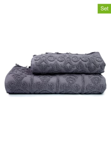 Colorful Cotton 2tlg. Handtuch-Set "Kilim" in Grau