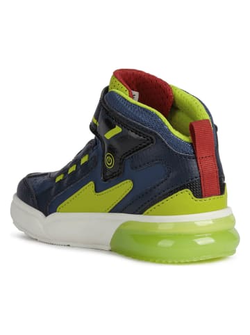 Geox Sneakersy "Grayjay" w kolorze granatowo-limonkowym