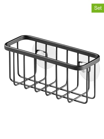 Idesign 2er-Set: Badorganizer "Austin" in Schwarz - (B)14 x (H)8,9 x (T)6,4 cm