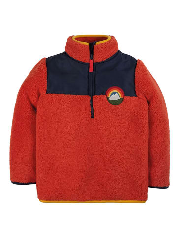 Frugi Fleece trui "Ted" rood/donkerblauw