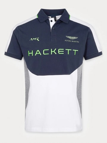Hackett London Koszulka polo "Camiseta" w kolorze biało-granatowym