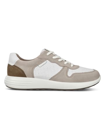 Ecco Leder-Sneakers "Soft 7 Runner" in Weiß/ Taupe