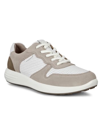 Ecco Leder-Sneakers "Soft 7 Runner" in Weiß/ Taupe