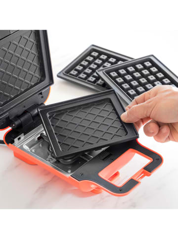 InnovaGoods 2-in-1 Waffel- und Sandwichmaker in Orange - (B)14,4 x (H)9 x (T)24,5 cm