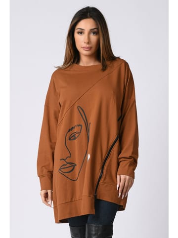 Plus Size Company Sweatshirt "Sophie" cognackleurig