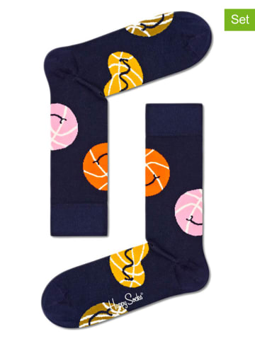Happy Socks 2-delige set: sokken "Balls" donkerblauw/meerkleurig