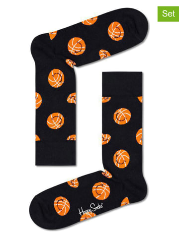 Happy Socks 2-delige set: sokken "Balls" zwart/oranje