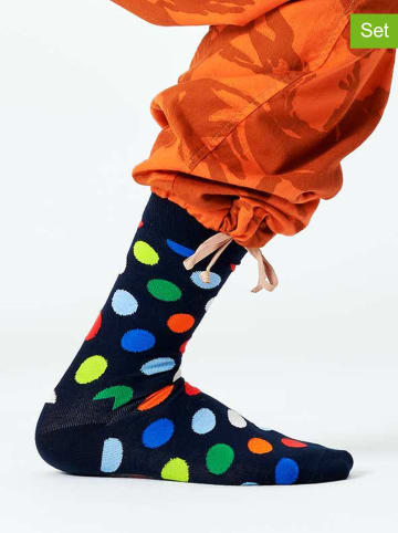 Happy Socks Skarpety (2 pary) "Big Dot" w kolorze granatowym ze wzorem