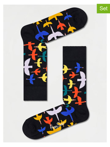 Happy Socks Skarpety (2 pary) "Bird Watch" w kolorze czarnym ze wzorem
