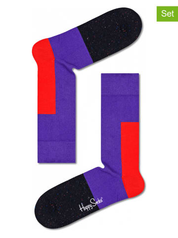 Happy Socks 2-delige set: sokken "Blocked" rood/zwart/paars