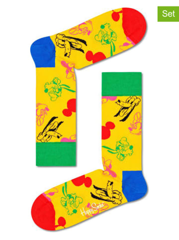 Happy Socks 2er-Set: Socken "All Smiles Sock" in Gelb/ Bunt