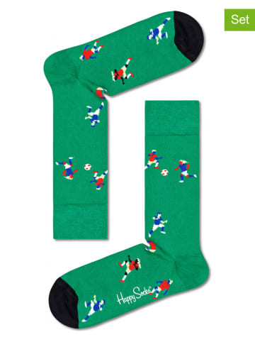 Happy Socks Skarpety (2 pary) "Football" w kolorze zielonym