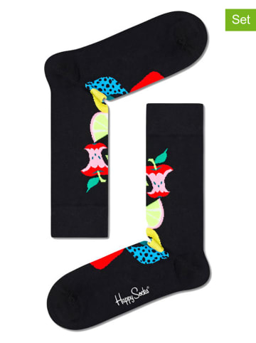 Happy Socks Skarpety (2 pary) "Fruit Stack" w kolorze czarnym ze wzorem