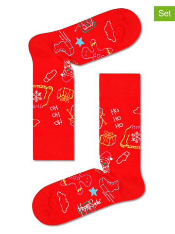 Happy Socks Skarpety (2 pary) "Ho Ho Ho" w kolorze czerwonym