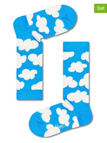 Happy Socks Skarpety (2 pary) "Cloudy Knee" w kolorze biało-błękitnym