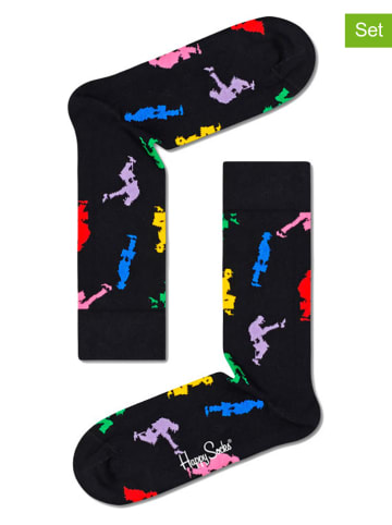 Happy Socks Skarpety (2 pary) "Ministry of Silly Walks" w kolorze czarnym ze wzorem
