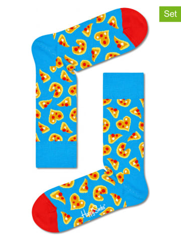 Happy Socks 2-delige set: sokken "Pizza Love" lichtblauw/meerkleurig