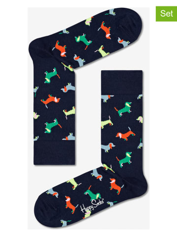 Happy Socks 2-delige set: sokken "Puppy Love" donkerblauw/meerkleurig