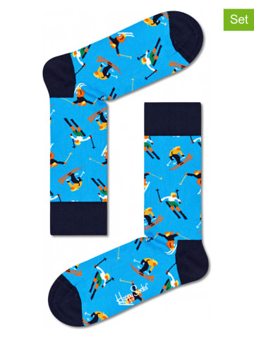 Happy Socks 2-delige set: sokken "Skiing" blauw