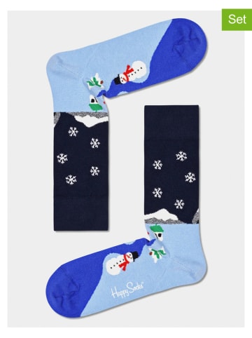 Happy Socks 2-delige set: sokken "The Little House On The Snowland" blauw/donkerblauw