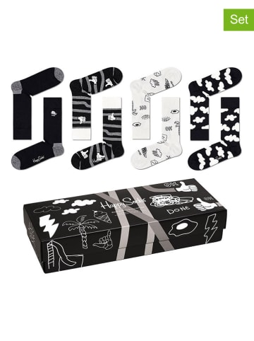 Happy Socks 5-delige geschenkset "Black And White" zwart/wit