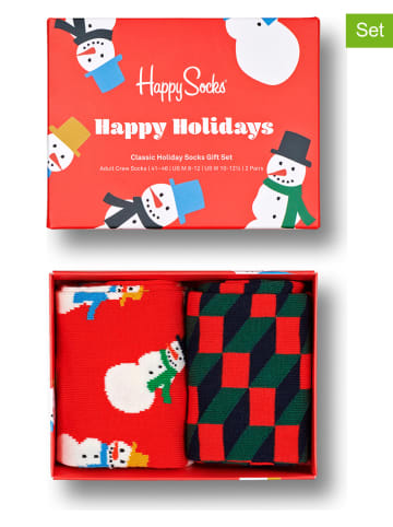 Happy Socks 3-częściowy zestaw prezentowy "Snowman" w kolorze czerwono-zielonym