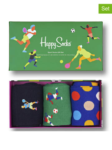 Happy Socks 3-delige geschenkset blauw/groen/donkerblauw