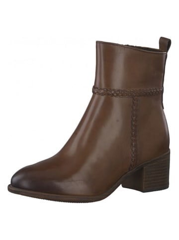 Marco Tozzi Leder-Stiefeletten in Cognac