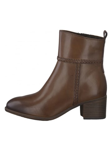 Marco Tozzi Leder-Stiefeletten in Cognac