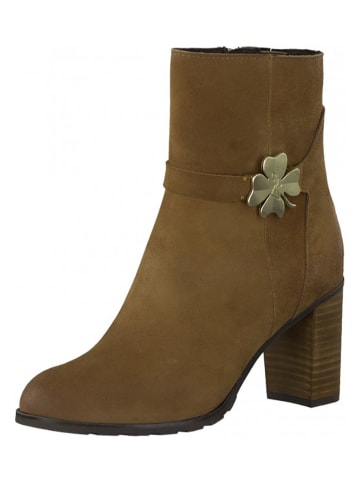 Marco Tozzi Leder-Stiefeletten in Cognac