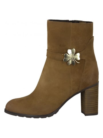 Marco Tozzi Leder-Stiefeletten in Cognac