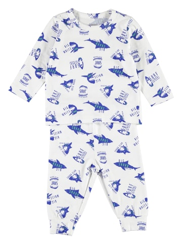 Lamino Pyjama in Weiß/ Blau