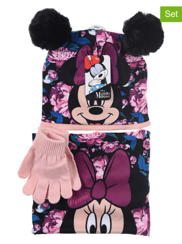 Disney Minnie Mouse 3tlg. Winteraccessoires-Set "Minnie Mouse" in Lila/ Rosa/ Schwarz