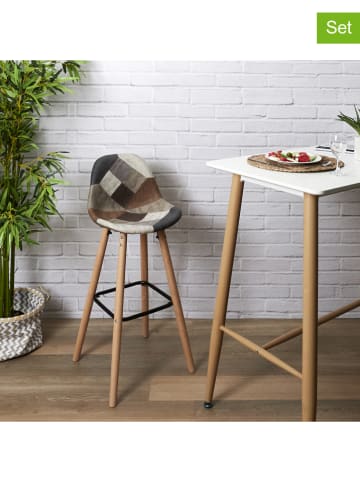 THE HOME DECO FACTORY 2er-Set: Barhocker in Hellbraun/ Braun/ Creme - (B)39 x (H)92,5 x (T)45 cm