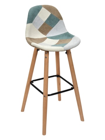 THE HOME DECO FACTORY 2-delige set: barkrukken petrol/crème/lichtbruin - (B)39 x (H)92,5 x (D)45 cm