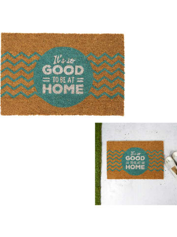 THE HOME DECO FACTORY Kokos-Fußmatte "Good to be at home" in Hellbraun - (L)60 x (B)40 cm