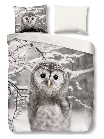 Good Morning Komplet pościeli flanelowej "Owl" w kolorze szarym