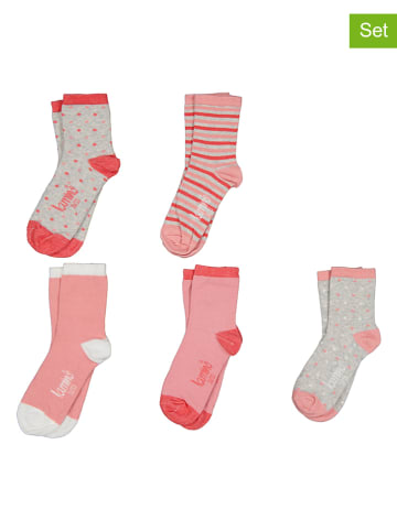 Lamino 5-delige set: sokken lichtroze/lichtgrijs